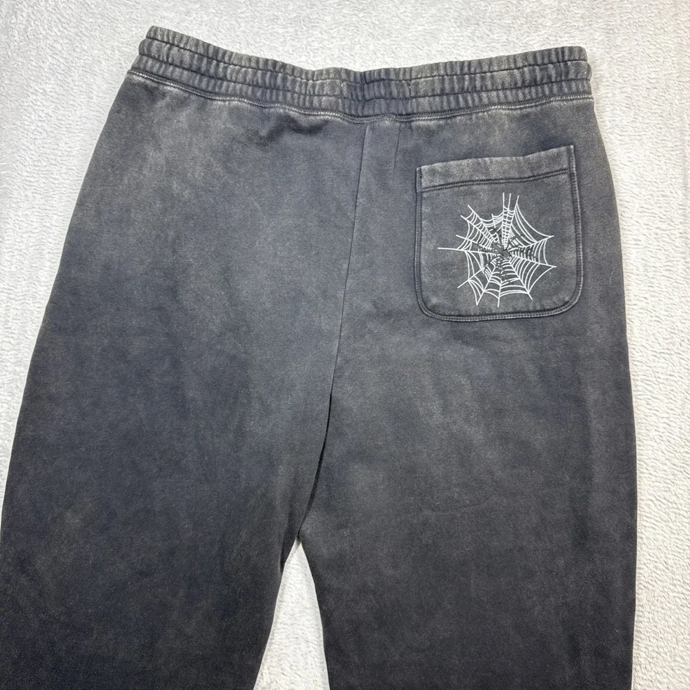 Hollister Baggy Sweatpants Men Large Washed Black Spider Embroidered